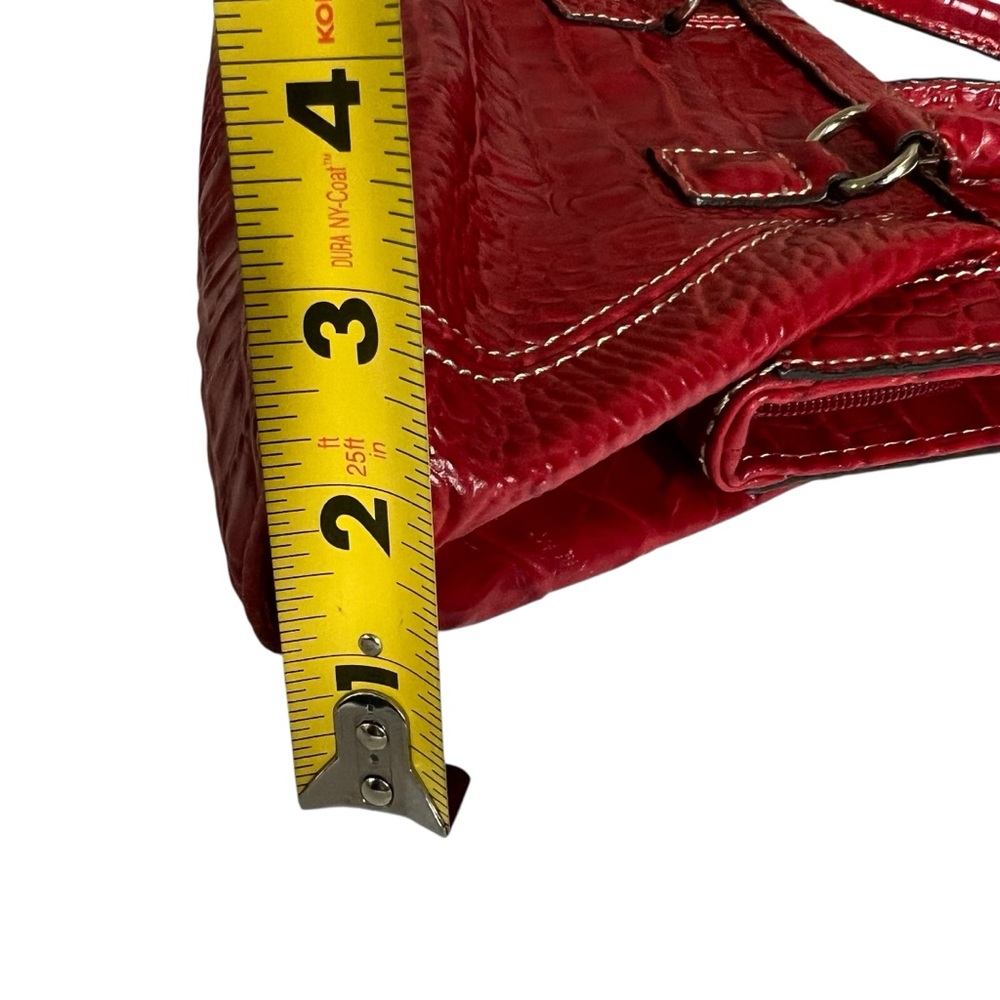 LIZ CLAIBORNE Crazy Horse Vintage Red Mock Croc Mini Satchel OS - Picture 7 of 11